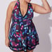 Torrid Black Floral Wireless Mid Lace Trim Swim Dress Swimsuit 2X 18 20
