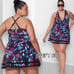 Torrid Black Floral Wireless Mid Lace Trim Swim Dress Swimsuit 2X 18 20