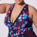 Torrid Black Floral Wireless Mid Lace Trim Swim Dress Swimsuit 2X 18 20