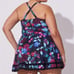 Torrid Black Floral Wireless Mid Lace Trim Swim Dress Swimsuit 2X 18 20