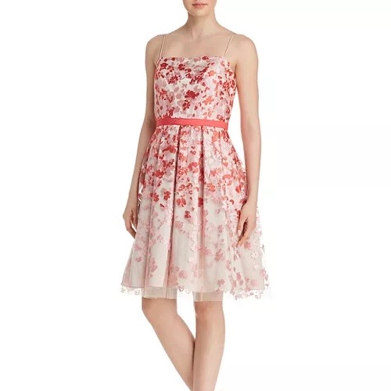 NWT Eliza J Floral Organza Dress Red & Pink Sleeveless Formal Wedding Size 6