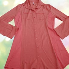 #1970 Splendid silver thread polo sleep shirt women M