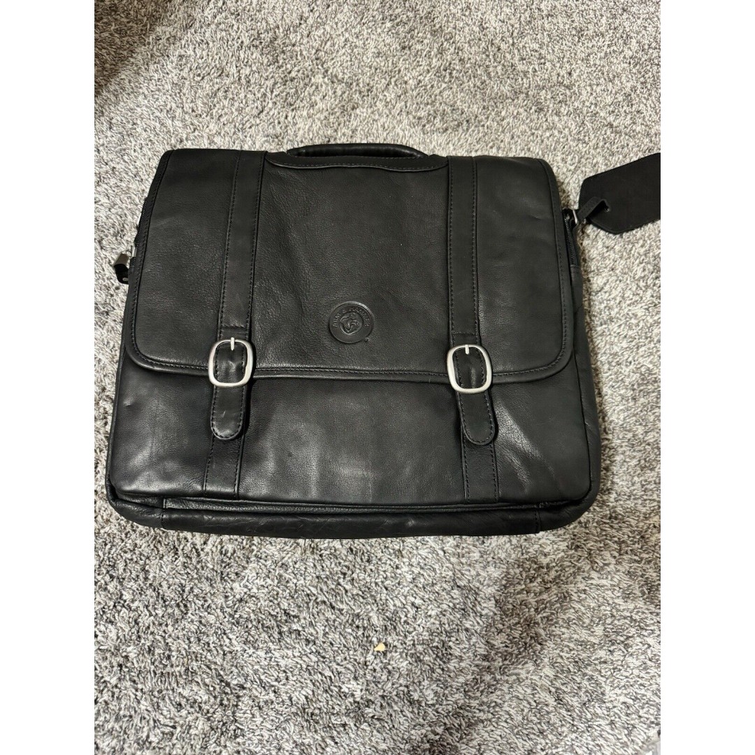 Canyon Outback Leather Goods Black Laptop Bag Briefcase Personalized