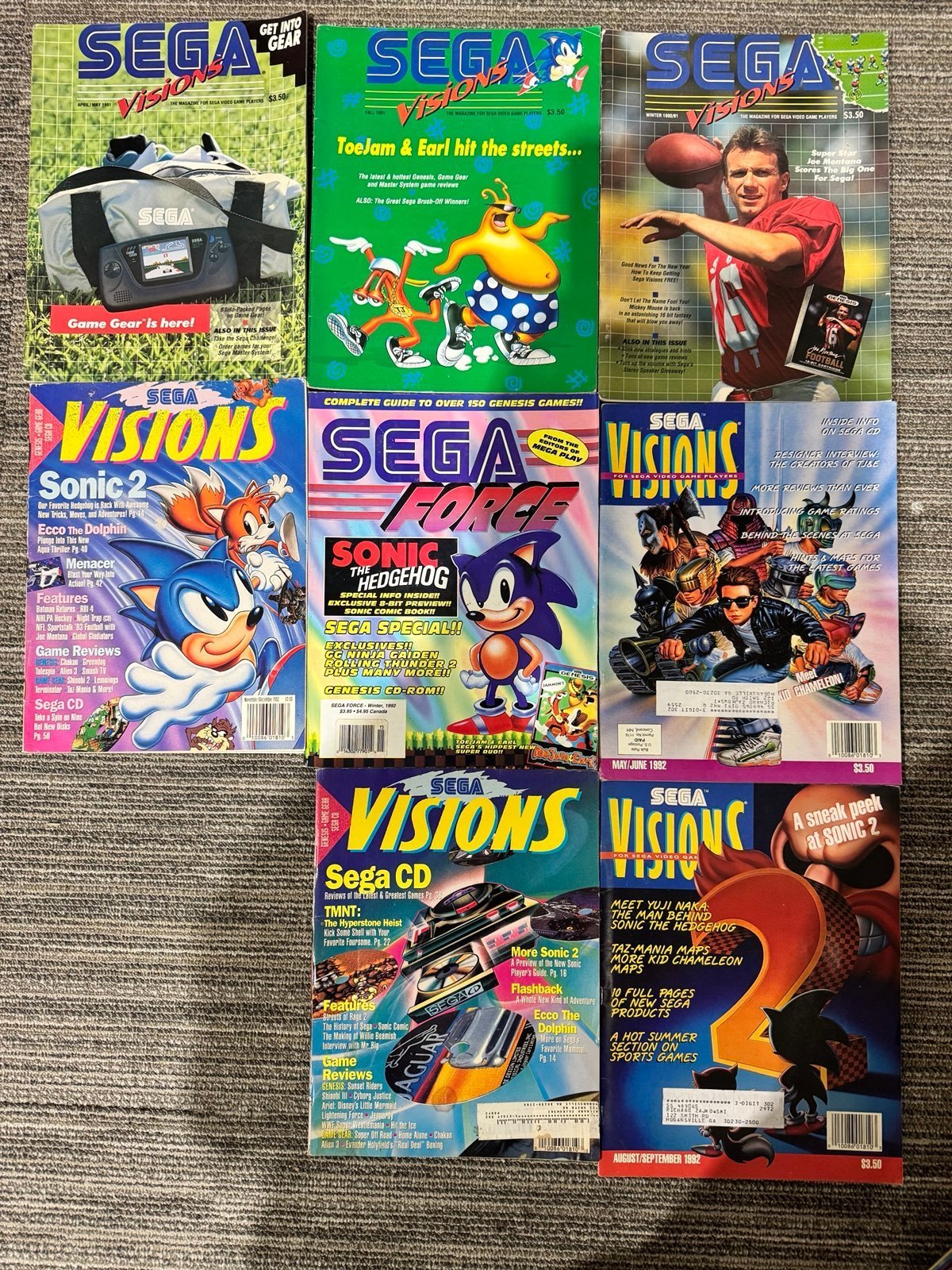 sega visions magazines from 1991/1992. and 1 issue sega force, all one owner