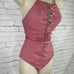 NWT Perla Negra Mauve Crisscross Deep V One piece suit Swimwear Women’s M