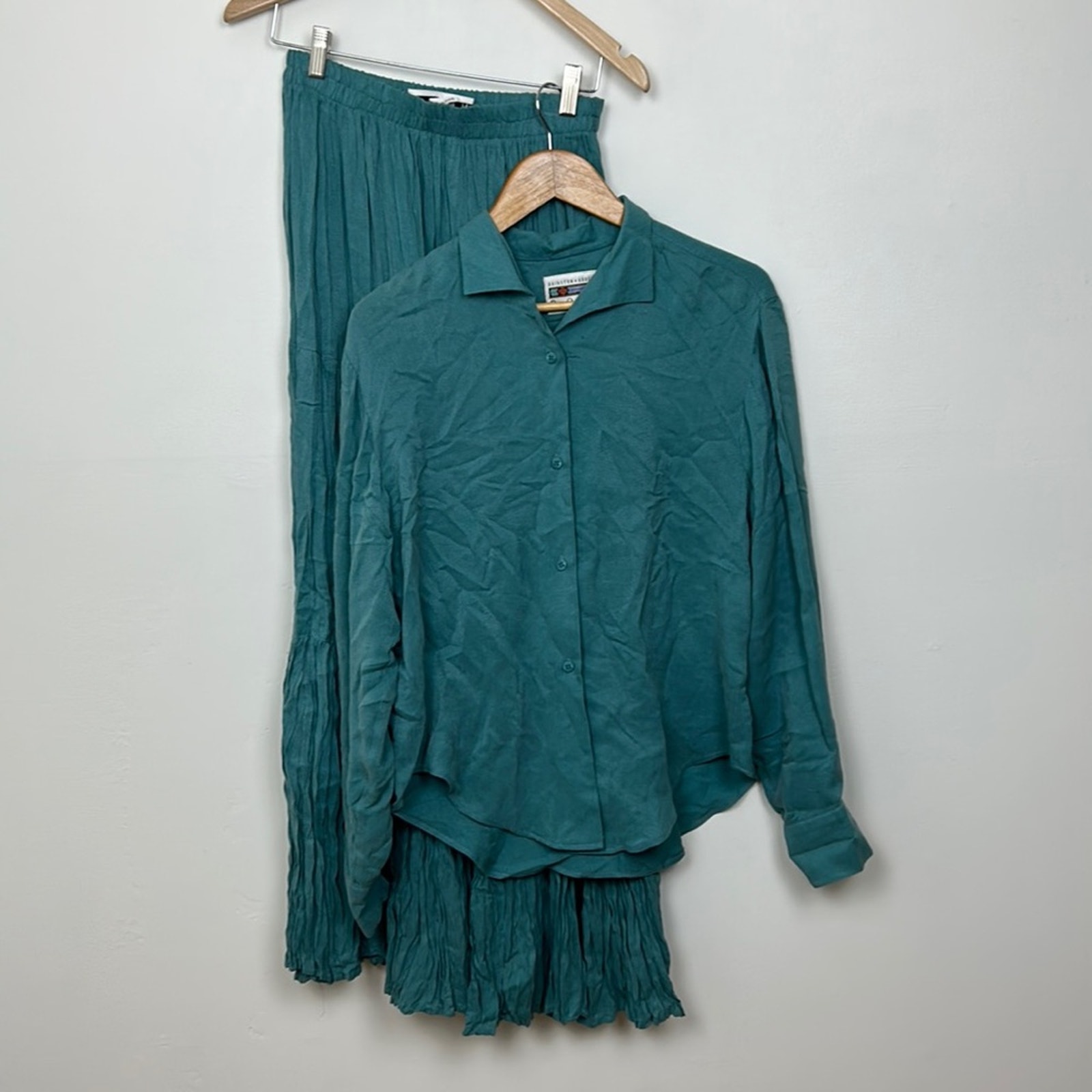 Vintage Hairston Roberson Ropa Blue Blouse & Skirt Set