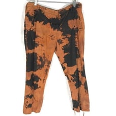 PRADA Capris Tie Dye Size 8 grunge Pants 44 EU Cotton Acid Wash Black Brown