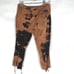 PRADA Capris Tie Dye Size 8 grunge Pants 44 EU Cotton Acid Wash Black Brown