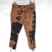 PRADA Capris Tie Dye Size 8 grunge Pants 44 EU Cotton Acid Wash Black Brown