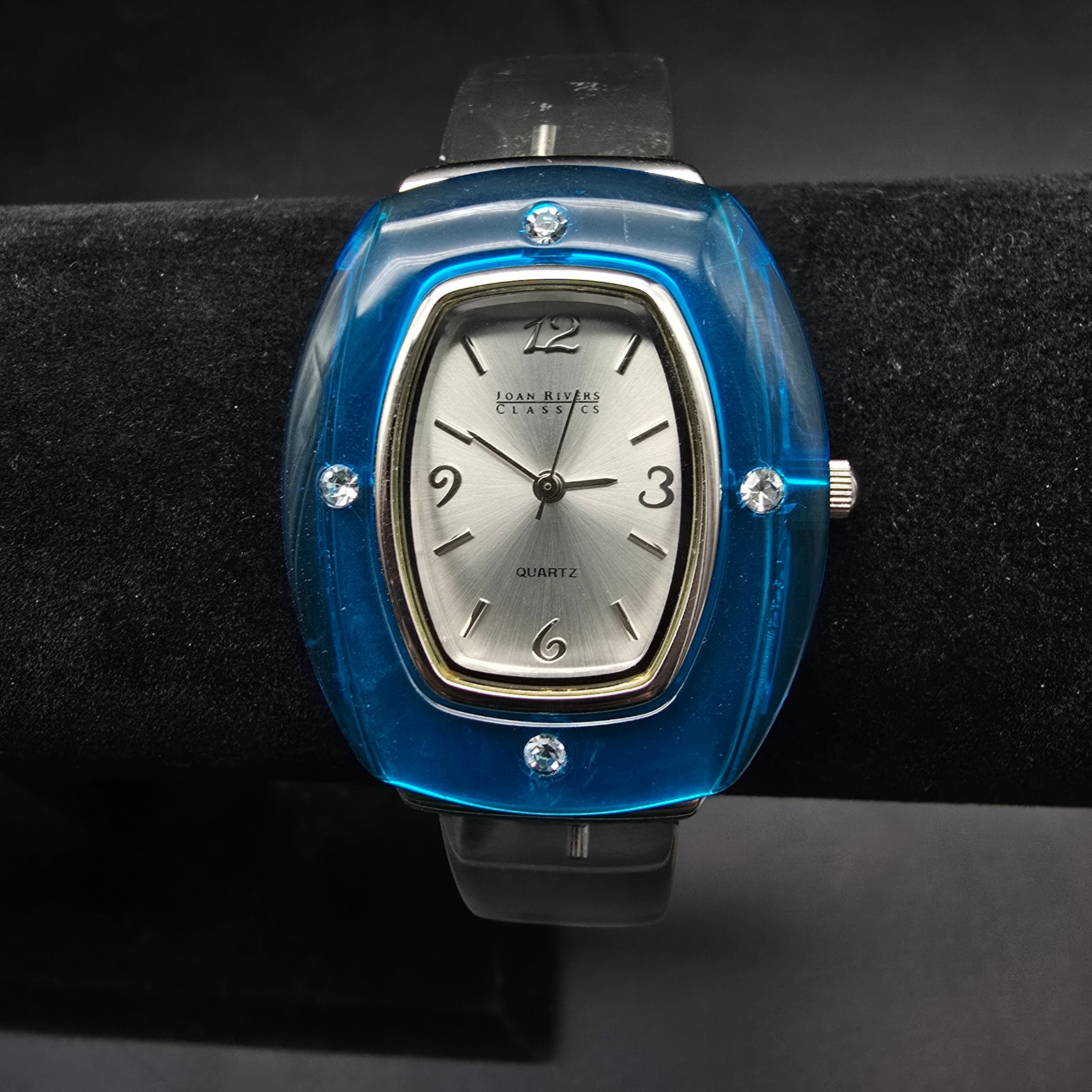 Joan Rivers Blue Lucite Cuff Watch Quartz WORKS