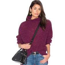 FREE PEOPLE dark purple She’s All That alpaca turtleneck oversized sweater XS