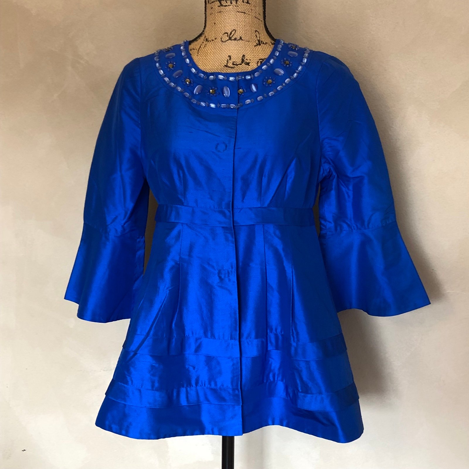 Calypso silk tiered embellished jacket