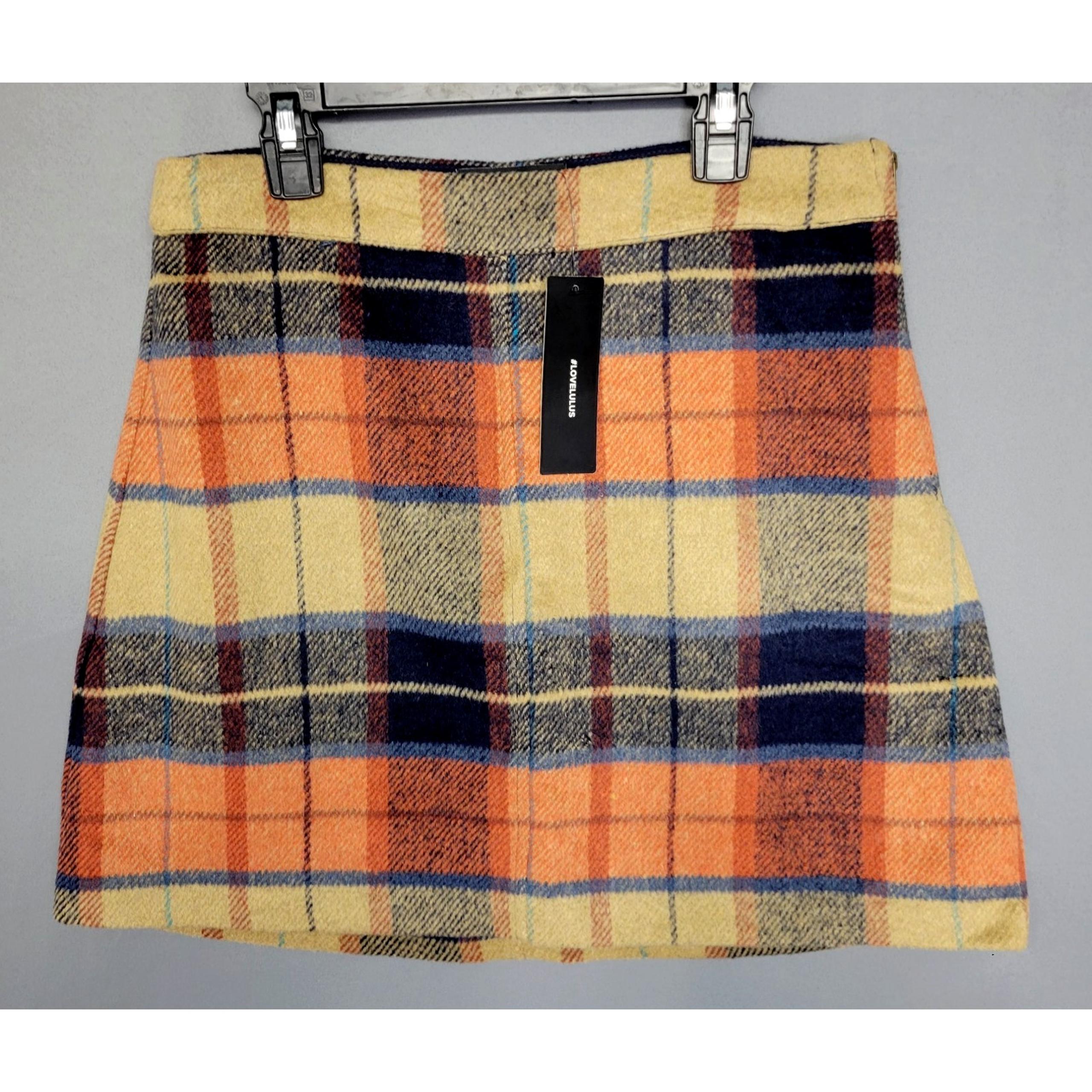 Lulus Plaid Mini Skirt Womens Medium Knit Side Zipper Closure Lined New