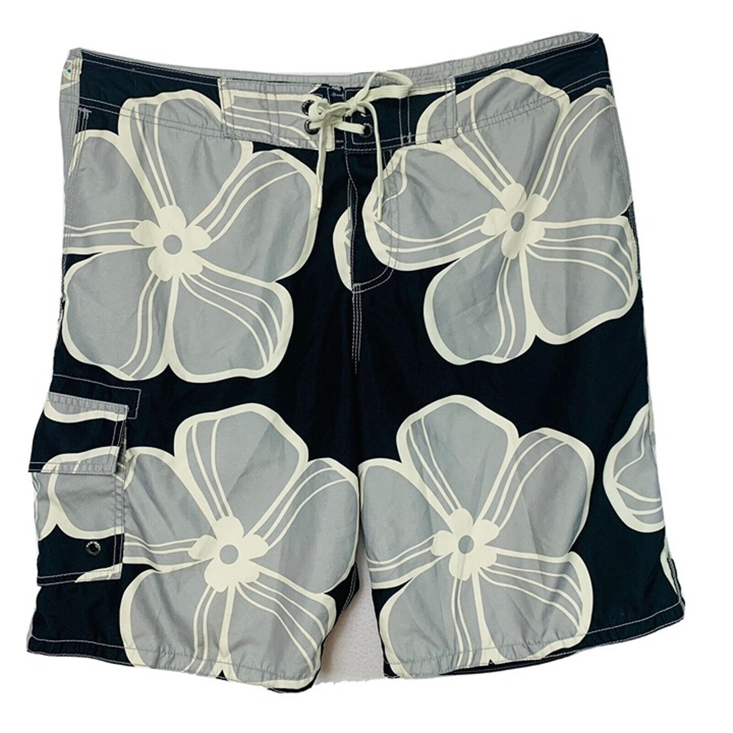 Old Navy Mens Board Shorts Swim Trunks Size L Topical Hawaiian Black Gray Beach