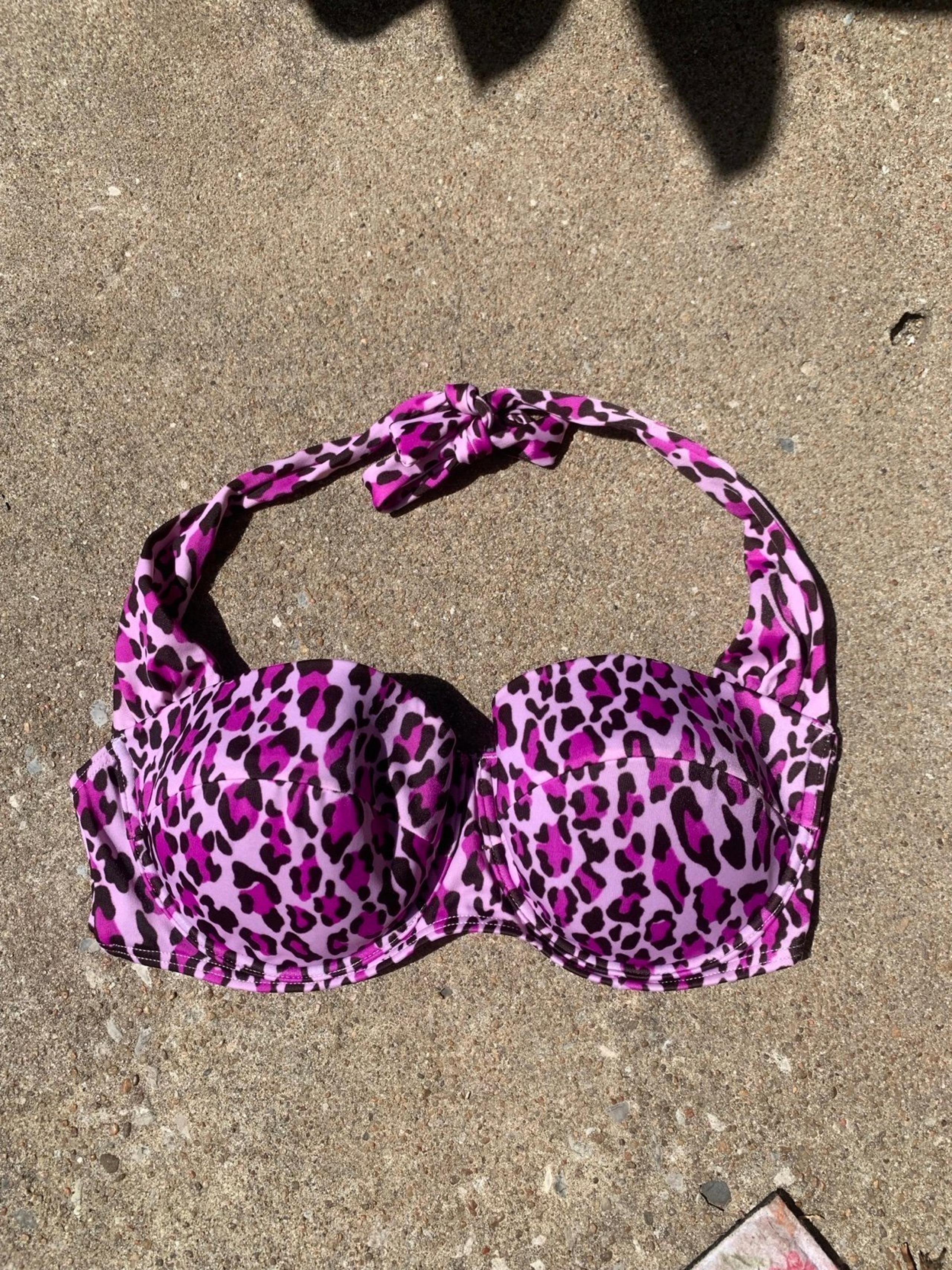 Victoria’s Secret purple leopard print push up bikini top 34d
