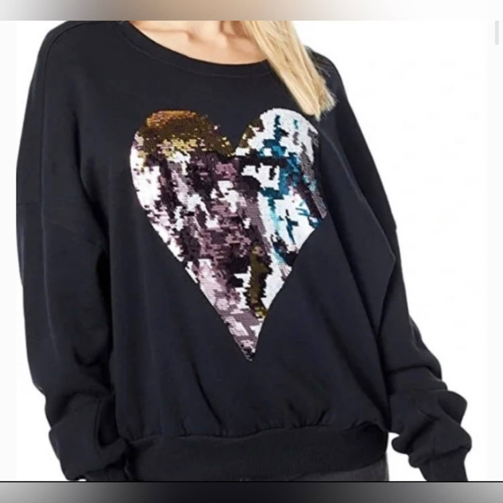 Wildfox Harlequin Heart Fifi Sweatshirt in Black NWT
