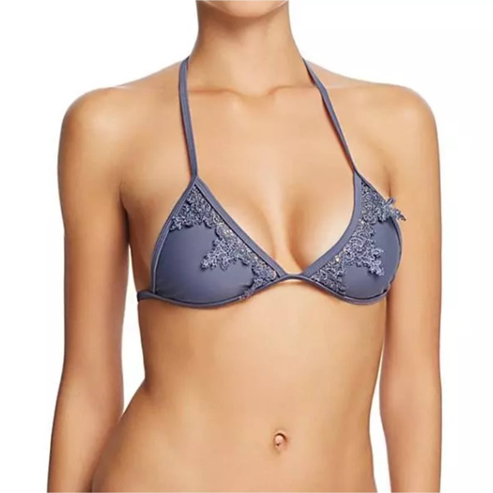 Tularosa Women Mid Gray Laced Lovely Beach Swimsuit Bikini Triangle Top Size L