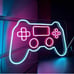 Large Bright Pink / Blue Unique Game Controller LED Night Light Game Room Sign