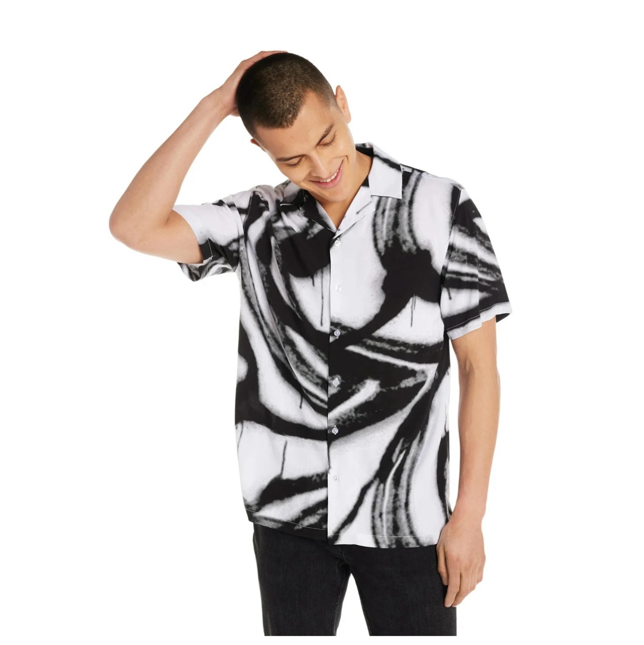 No Boundaries Men’s Print Button-Up New Shirt Short Sleeves, Size M (38-40)