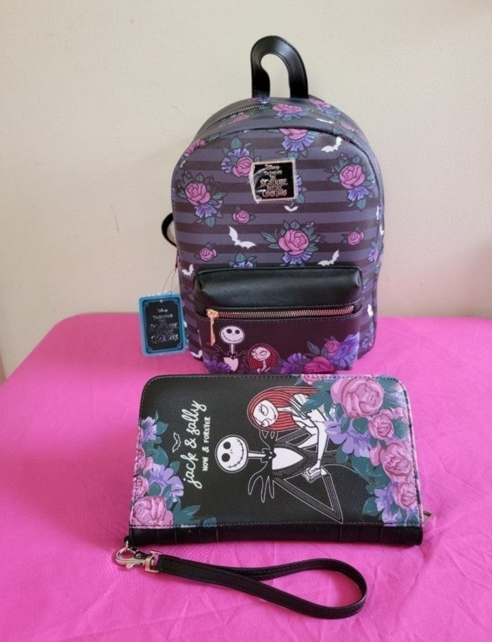 Loungefly Nightmare Before Christmas Floral Backpack & wallet