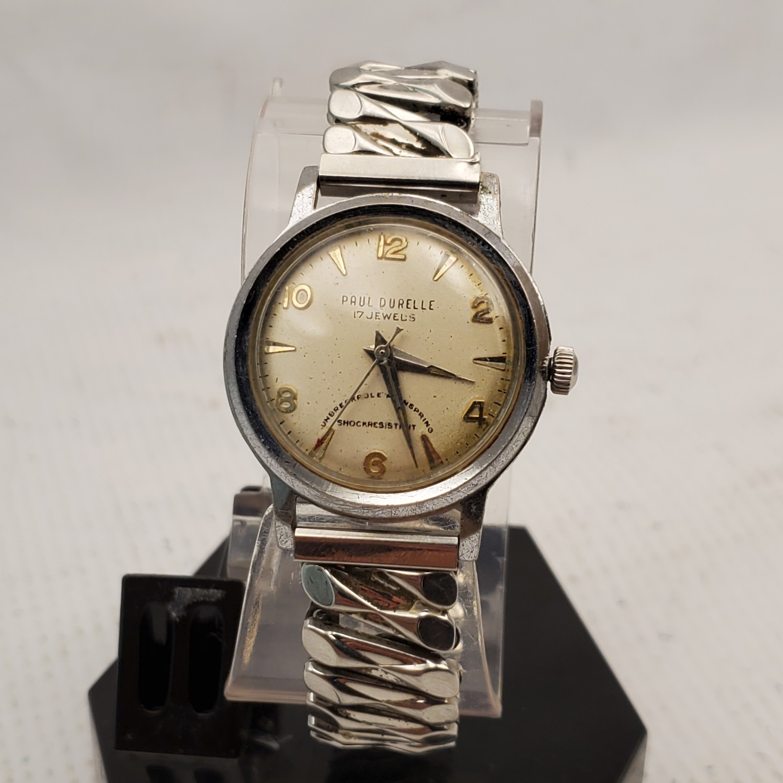 Vintage PAUL DURELLE 17 JEWELS SHOCK RESISTANT MECHANICAL HANDWIND MEN'S WATCH