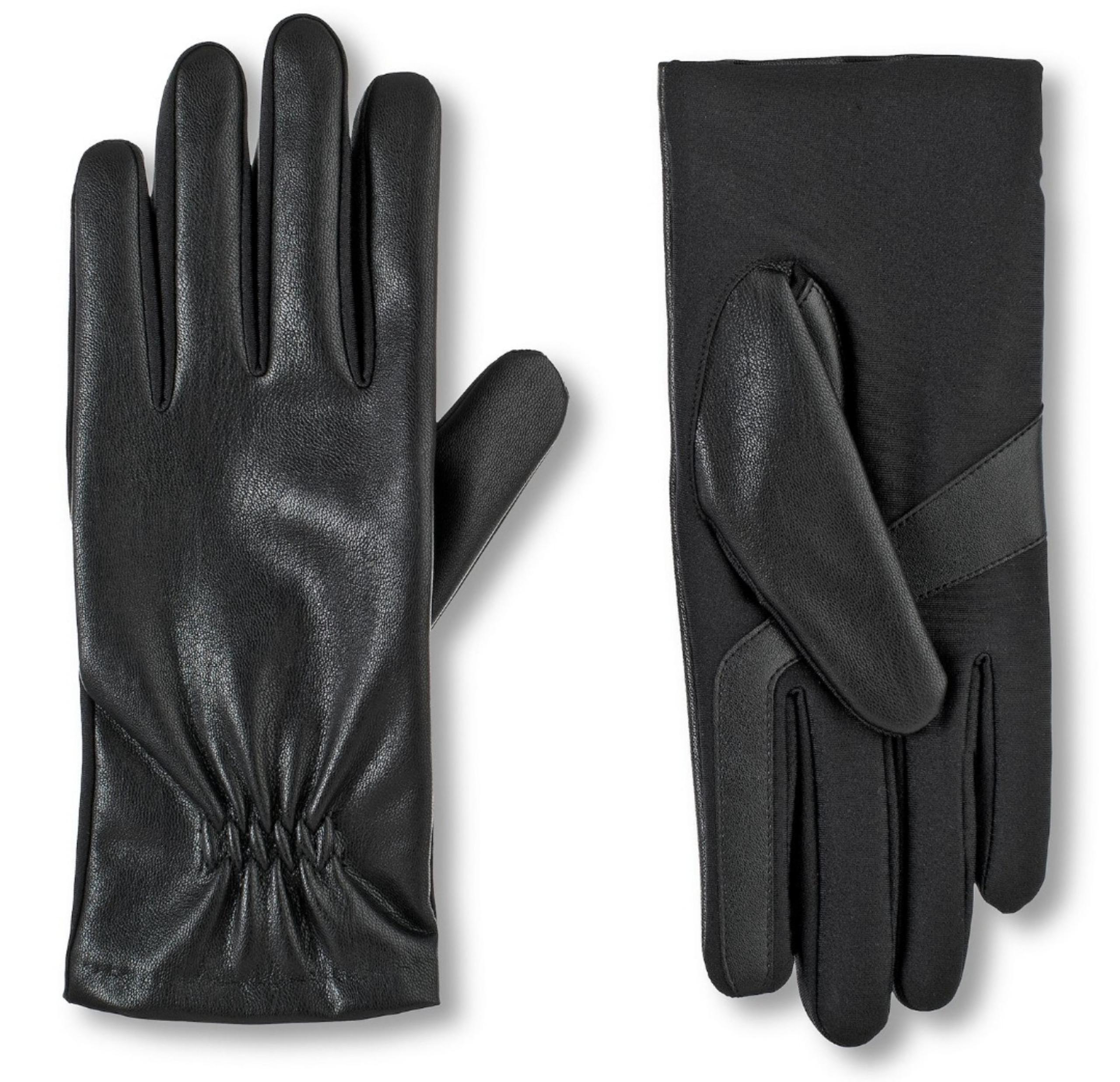 Women's Isotoner Lined Faux Leather Gloves Size L/XL