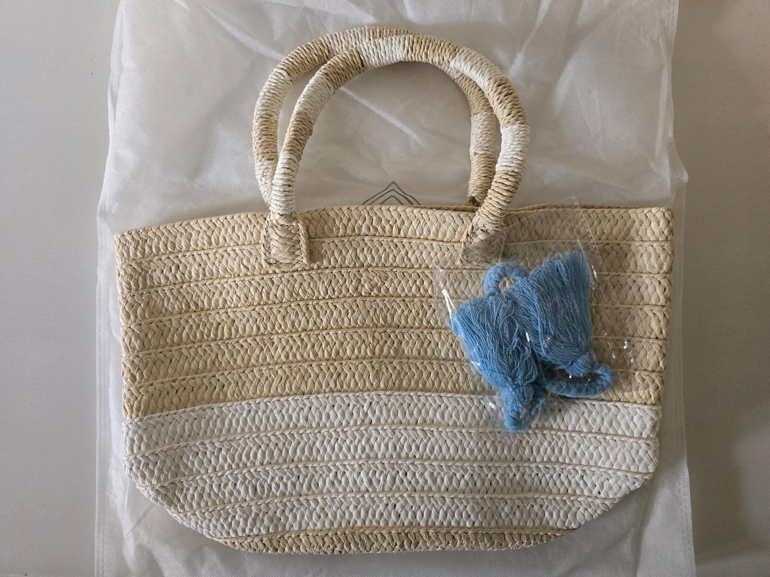 Elegant Cream and Tan Woven Tote Bag