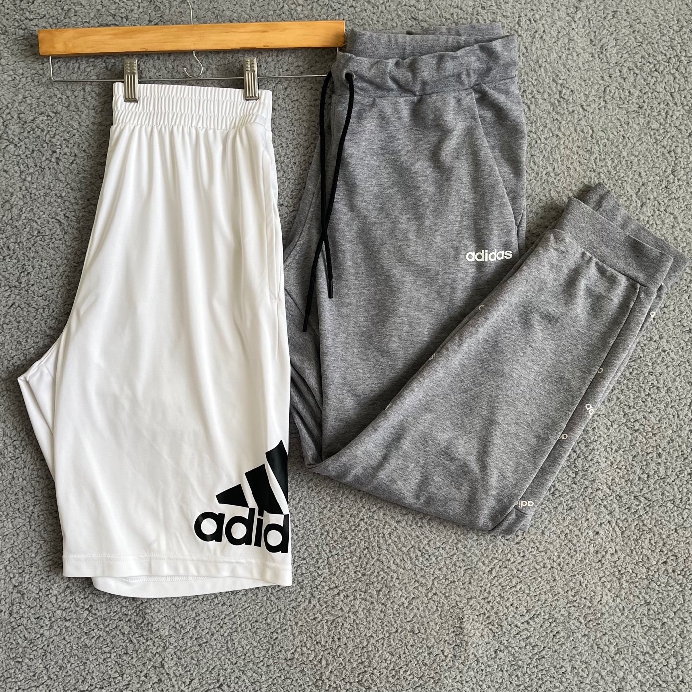 Adidas Men’s Shorts and Sweat Pants Bundle Grey and White Size Large