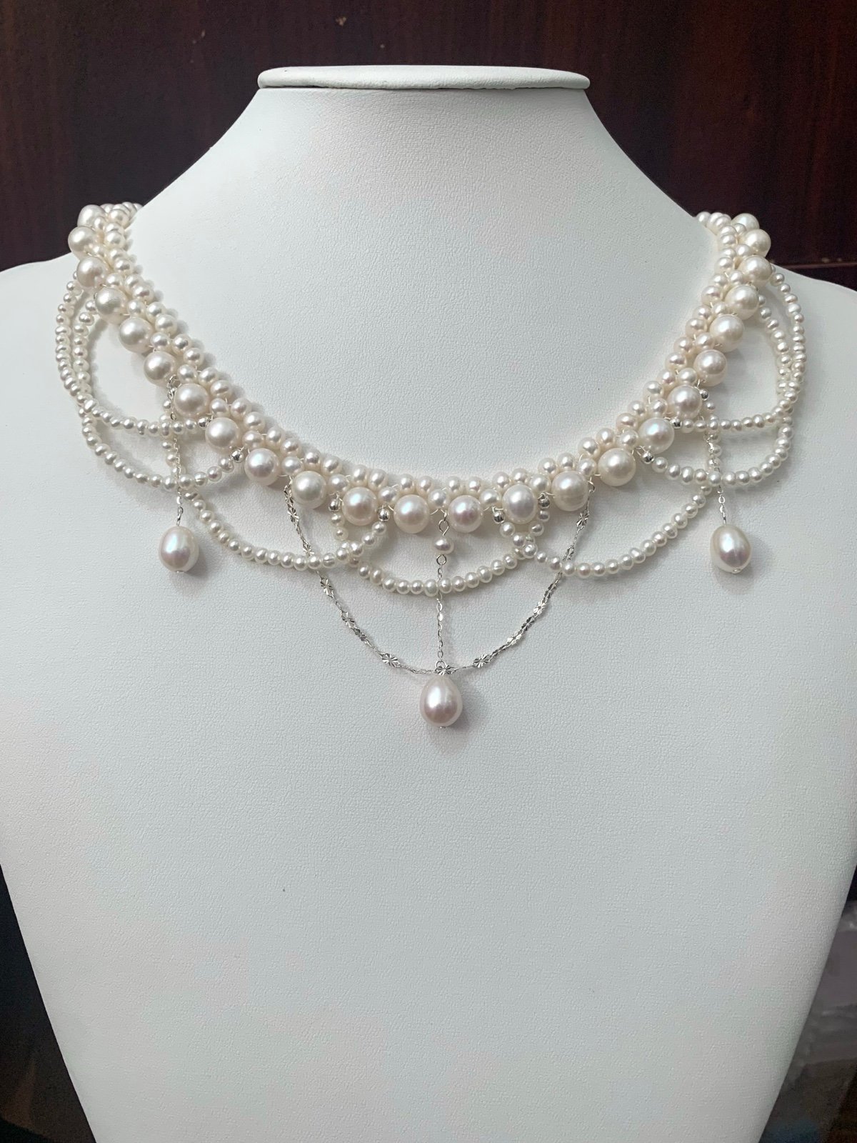 Necklace freshwater pearl sterling silver 18”