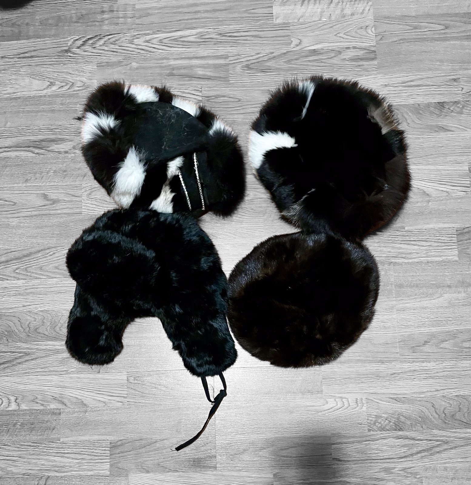 Vintage Black, White, Brown Fur Four Hats.