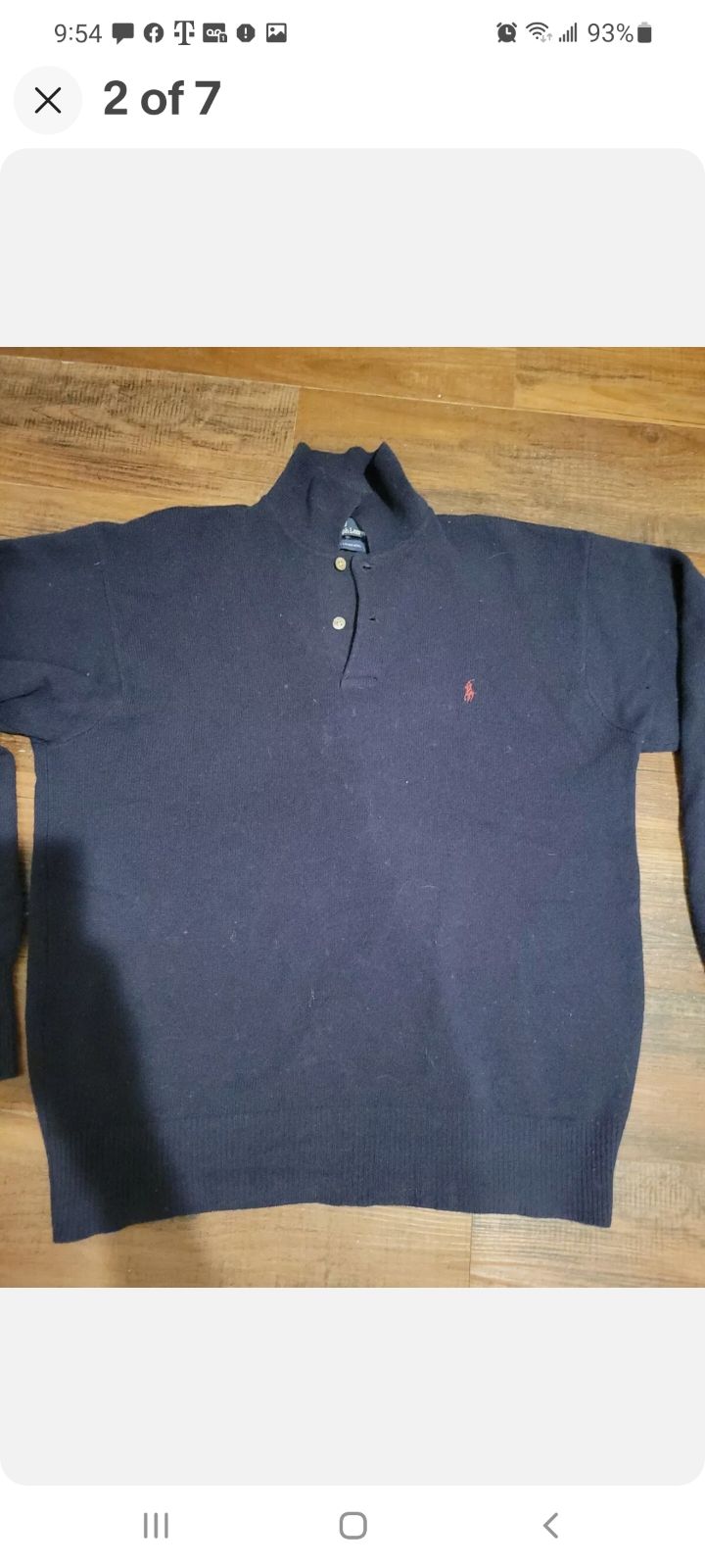 NWT Polo Ralph Lauren Men's Wool Sweater Polo Shirt Size L