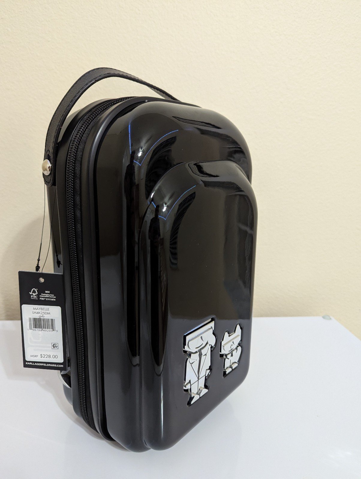 NEW KARL LAGERFELD MAYBELLE HARD SHELL SLING/BACKPACK BAG - BLACK