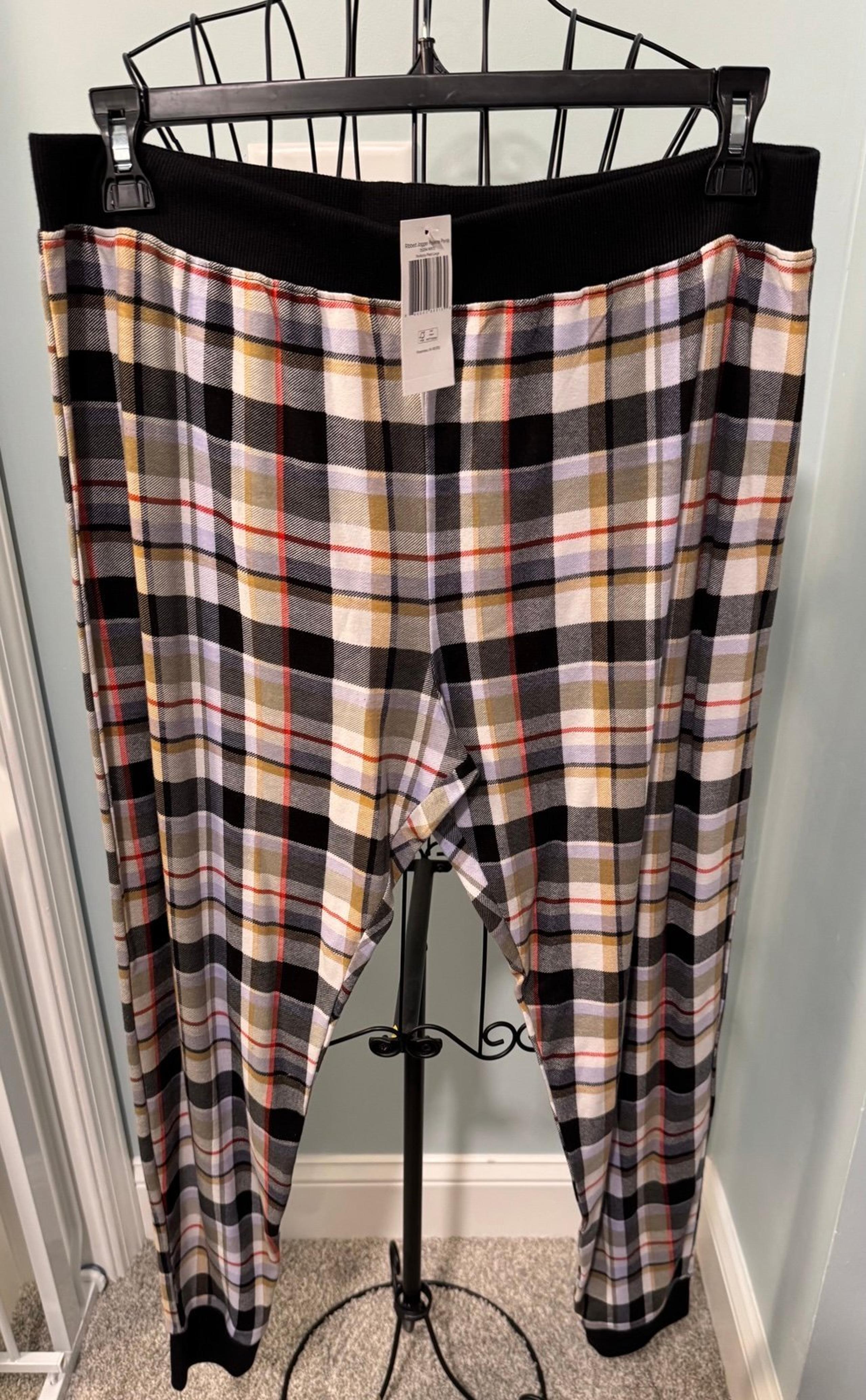 New Vera Bradley Large L Women ribbed jogger pajama pants Perfectly Plaid PJs