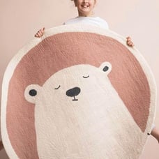Ultra Soft Pink Bear Circle Area Rug