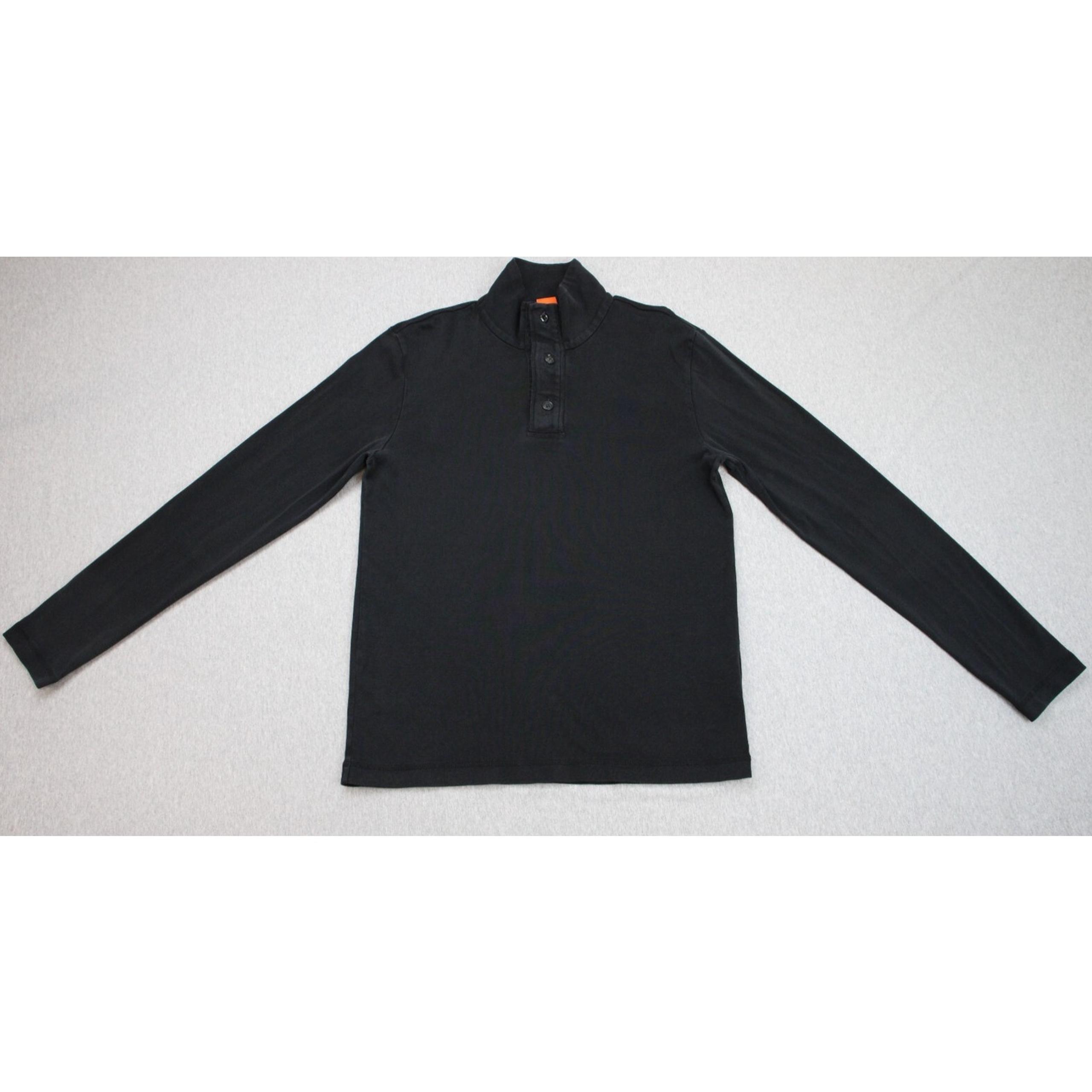 Hugo Boss Sweatshirt Mens Medium Black Cotton 1/4 Zip Mock Neck Long Sleeve