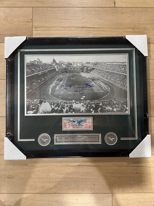 Philadelphia Eagles 1960 NFL Champions 3 autographed signed 16x20 photo frameJSA