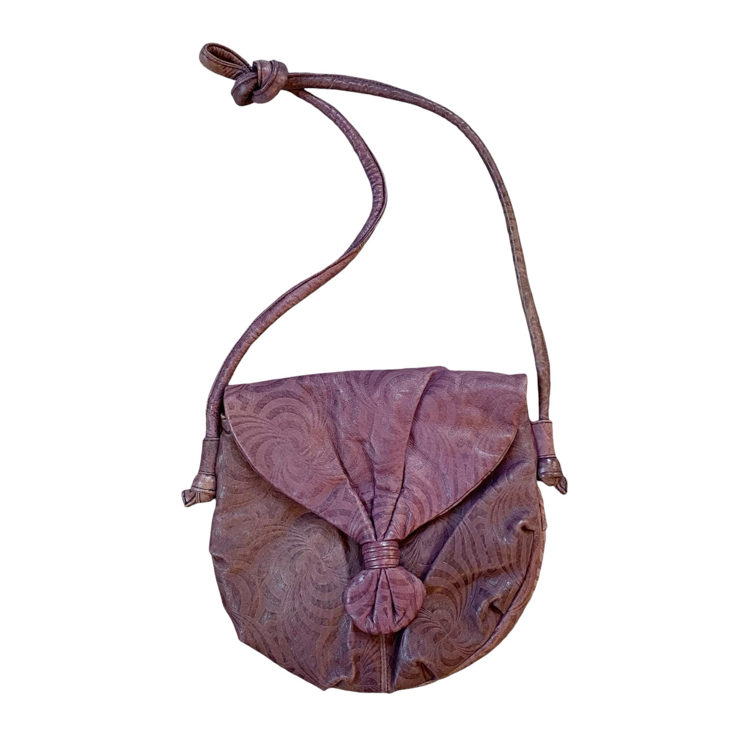 Vintage Purple Leather Shoulder Bag - Express