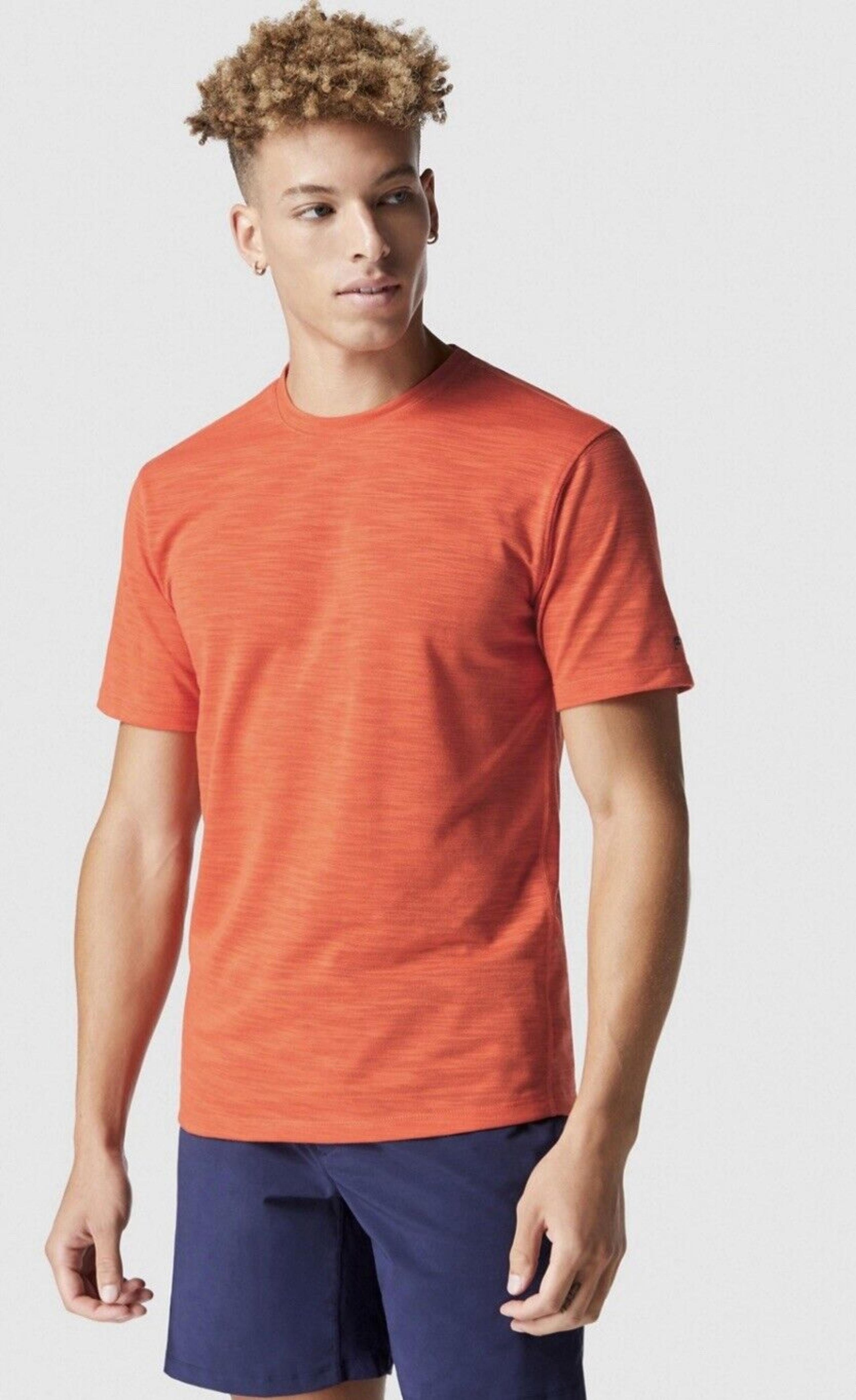 Fabletics Mens The Front Row Athletic Tee Shirt Size Large Orange Activewear Gym