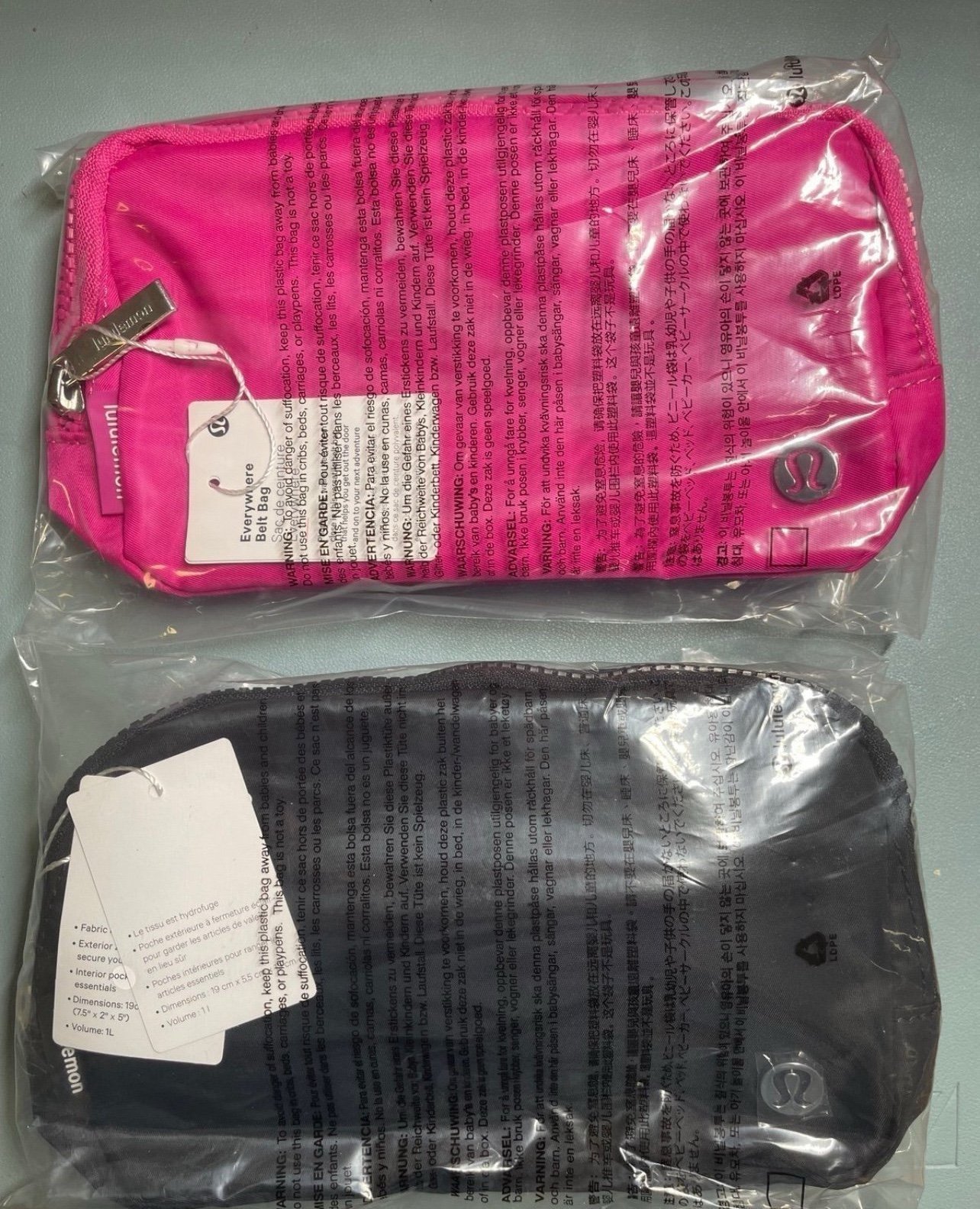 NWT Bundle of 2 Lululemon Everywhere Belt Bag pink & Black