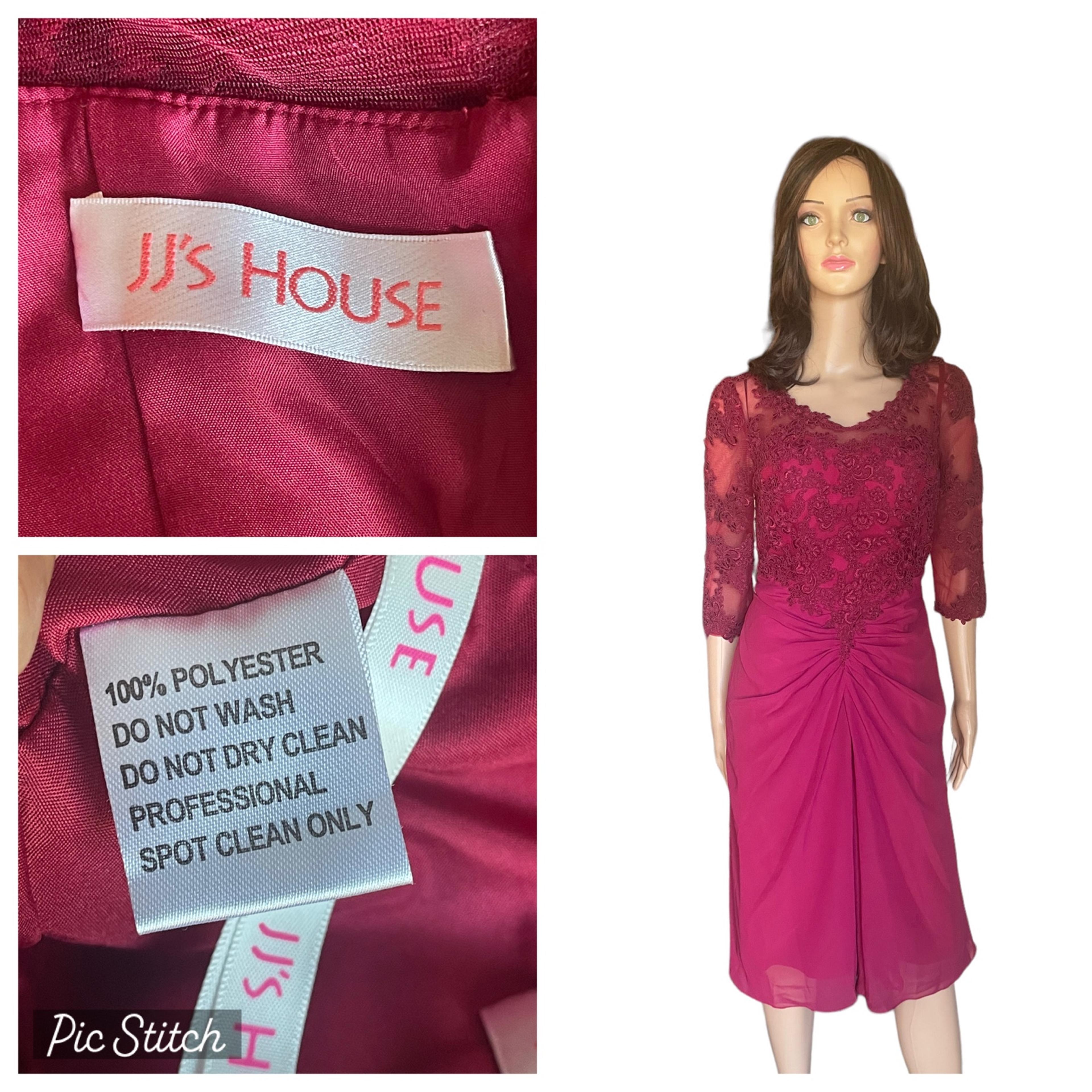 JJ’s  House Lace Mother of the Bride Formal Midi Dress, Size 10 Burgundy red