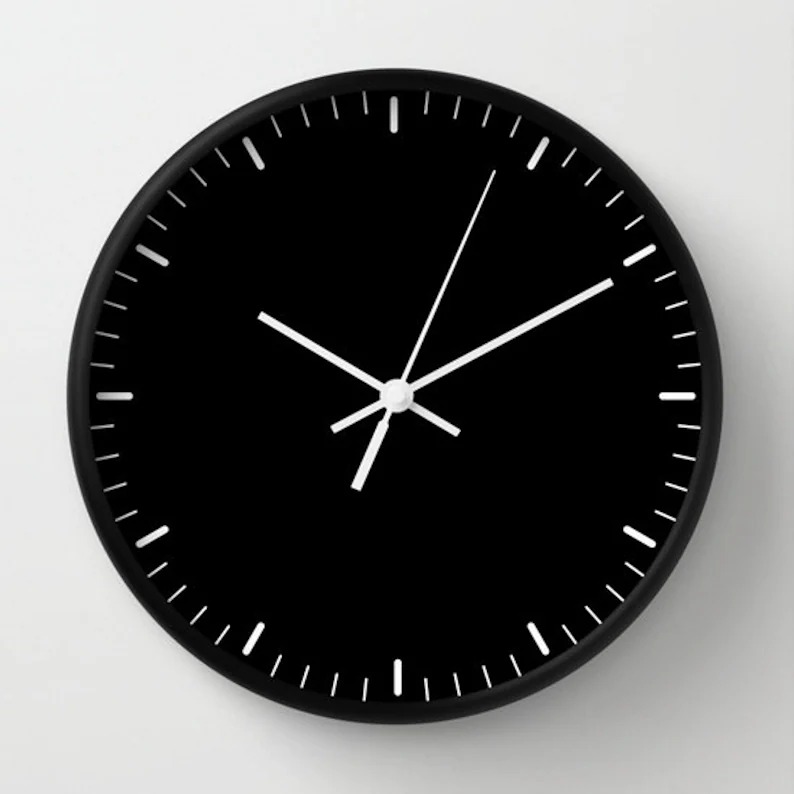 Black wall clock classic design black and white minimalist decor contemporary