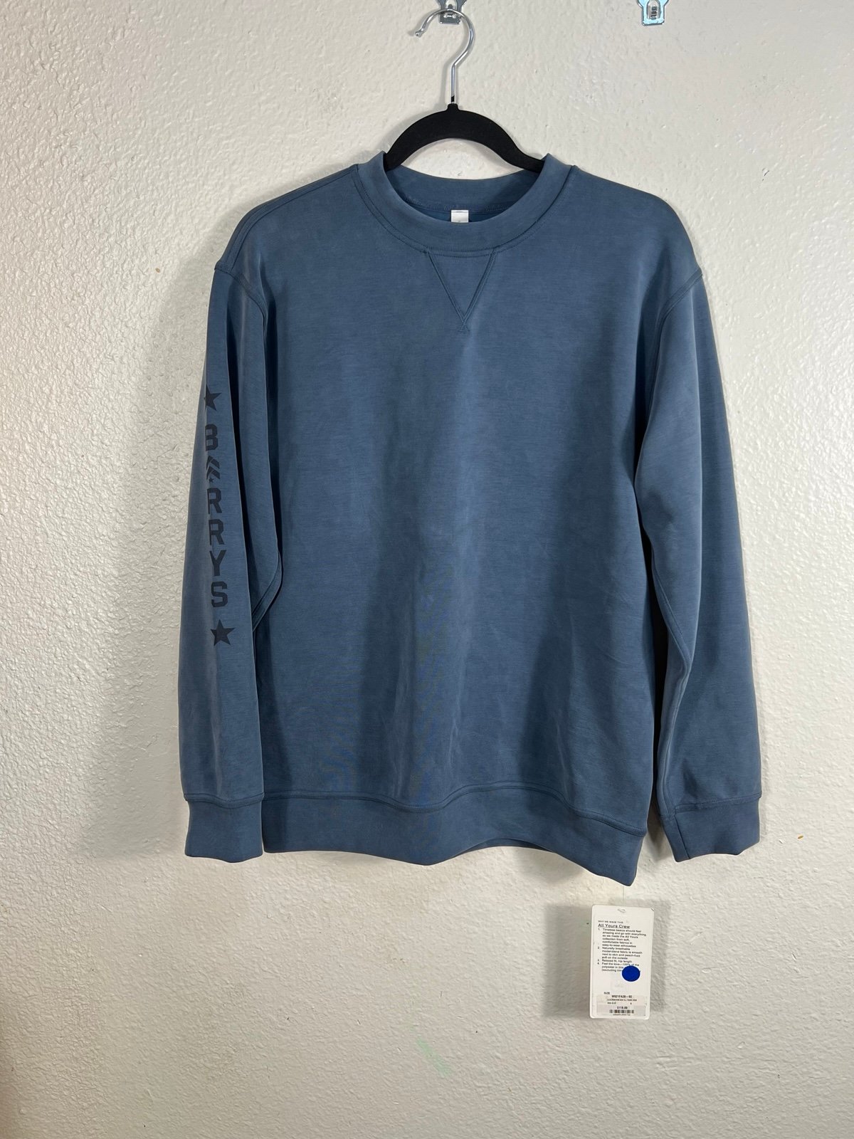 Lululemon All Yours Crew *SandwashIron Blue Size 6 Barry’s Logo On Sleeve