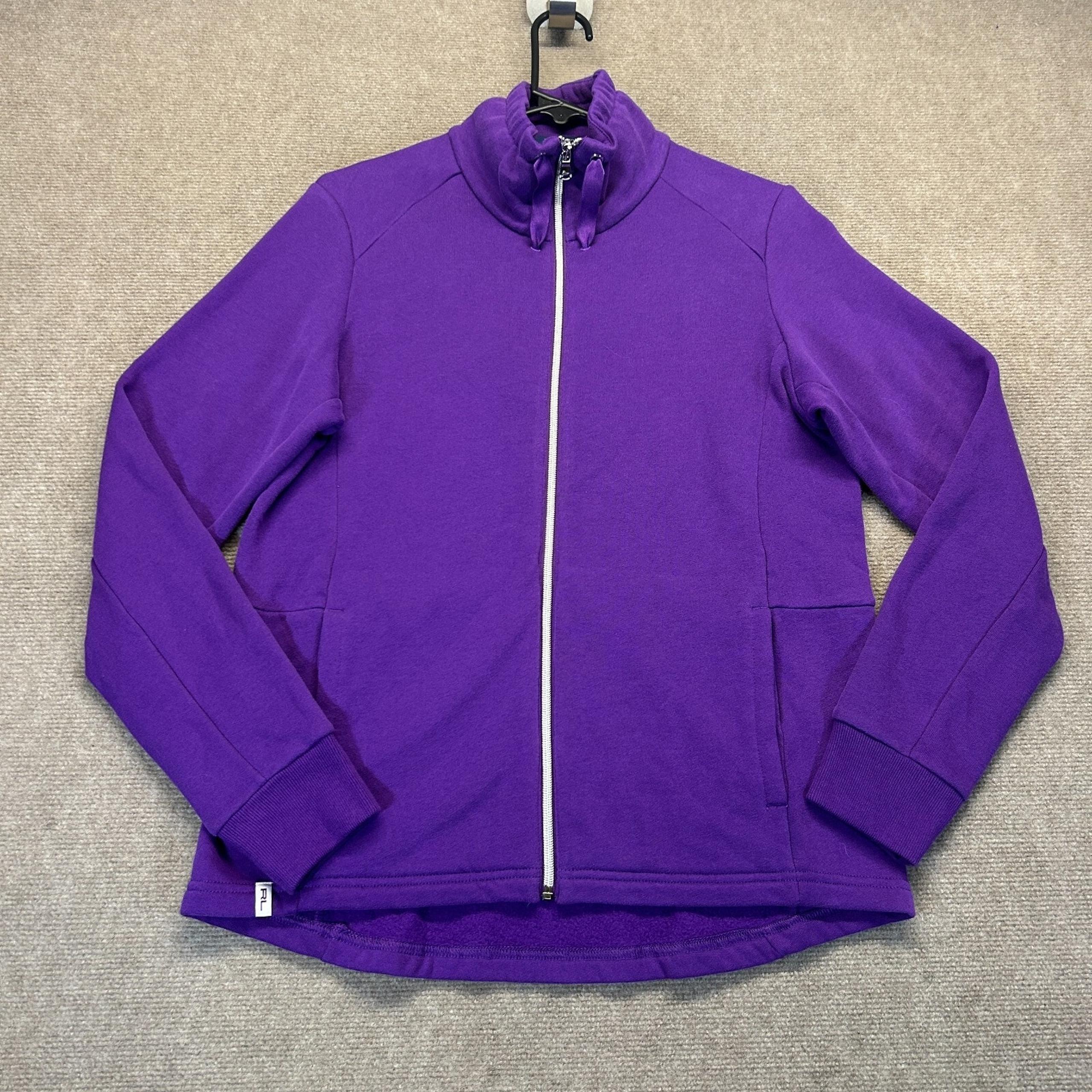 Ralph Lauren Polo Golf Sweater Jacket Women's Medium Purple Full Zip Mock NEW