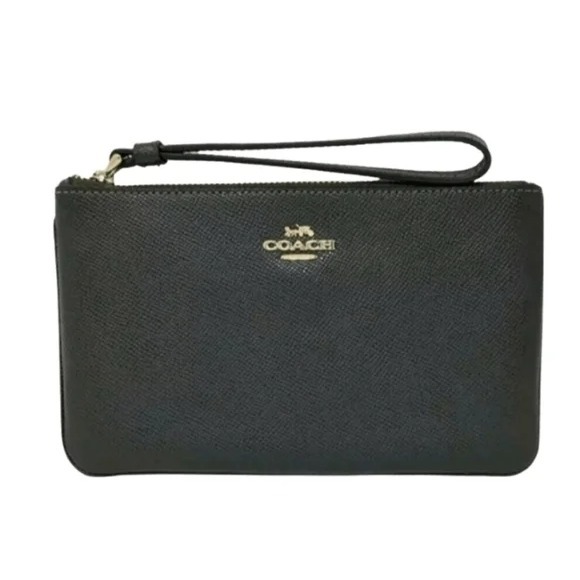 Coach Black Large Crossgrain Leather Wristlet