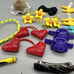 Vintage 1980s Girls Hair Clips Huge lot Flowers Words Scissors Bags Etc