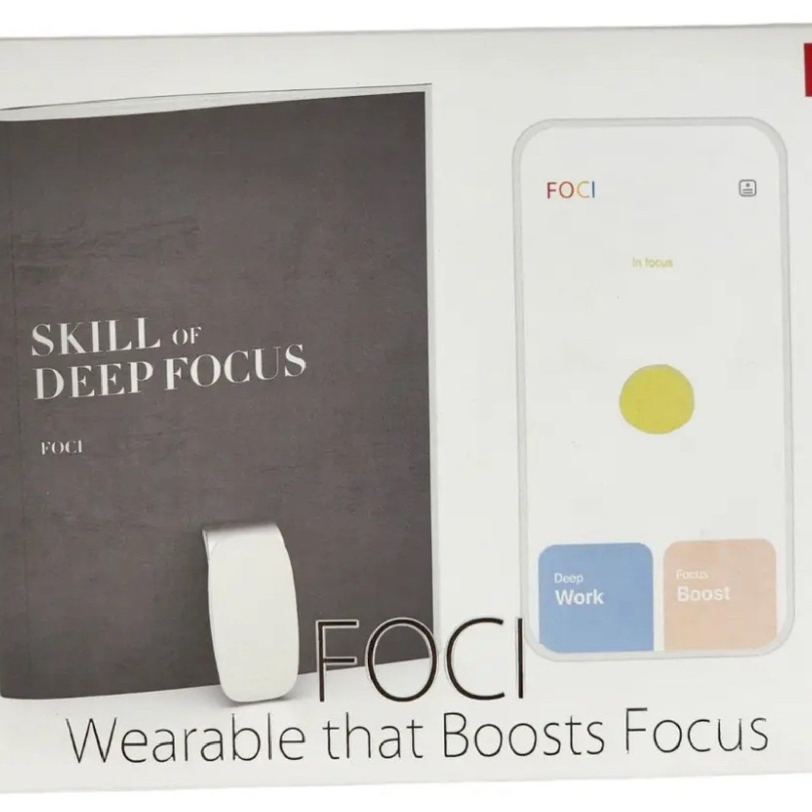 FOCI Smart Wearable Focus Boosting Device Tool Light Small Silver White Gray NEW