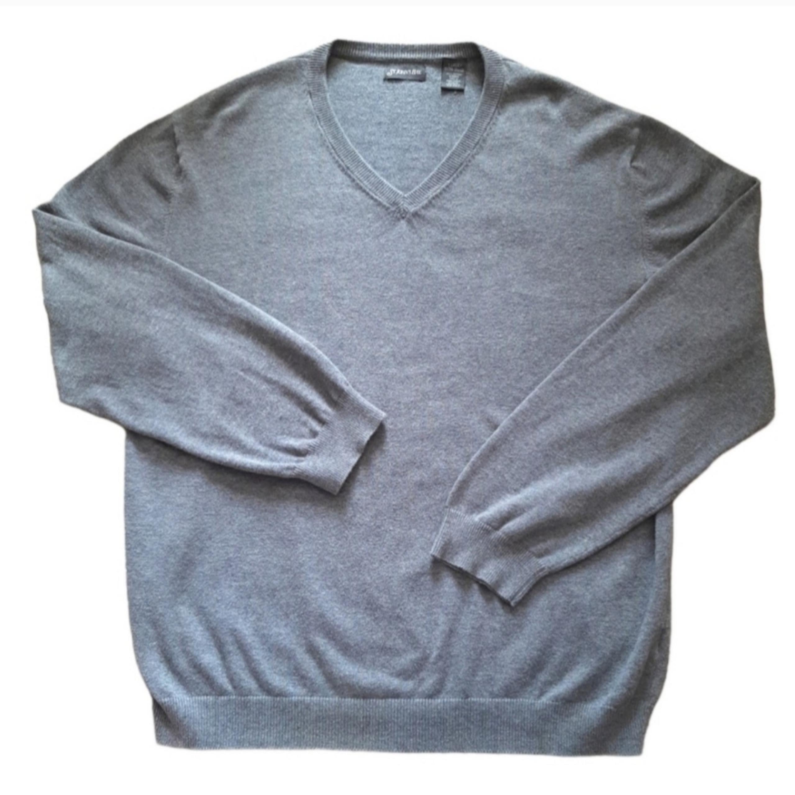 St. John's Bay Mens Size XL Heather Gray Pullover V-Neck Sweater