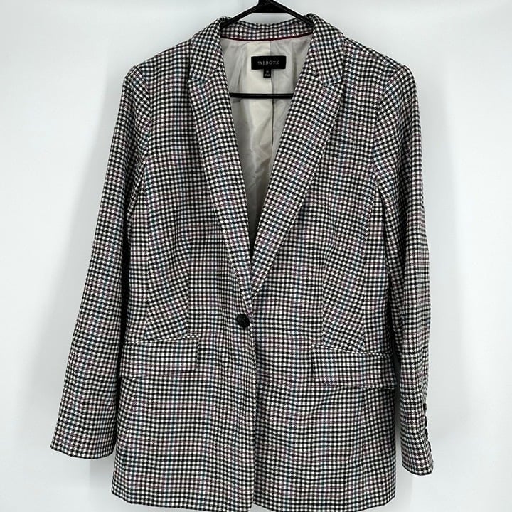 Talbots Blazer Women's Houndstooth Single Button Size 14