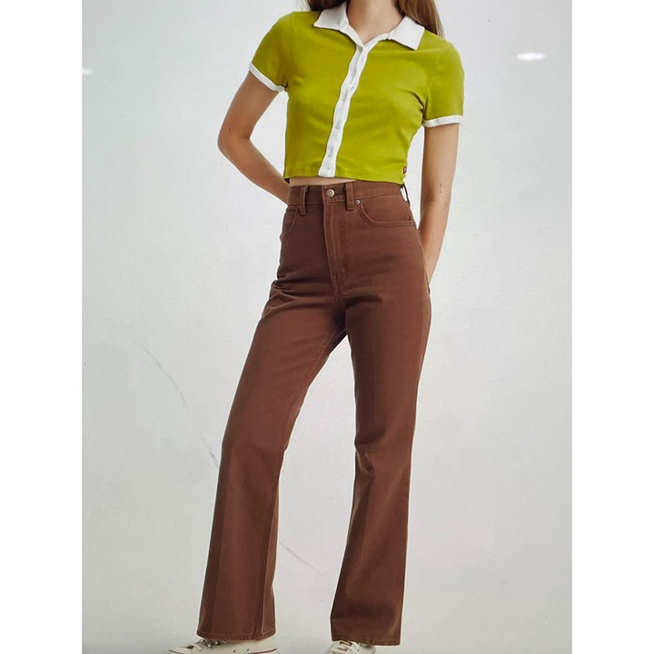 Levis 70s Movin On High Rise Flare Jeans Womens 31 Brown High Waist Full Length