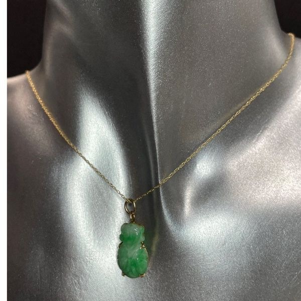 14KT Yellow Gold Carved Mini Buddha Necklace 18